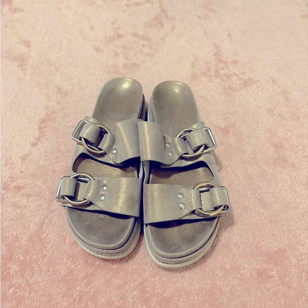 J Slides Baha Platform Slide Metallic Sandals